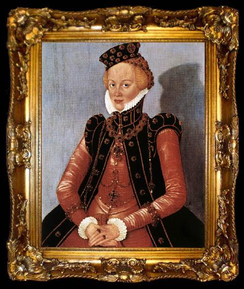 framed  CRANACH, Lucas the Younger Portrait of a Woman sdgsdftg, ta009-2